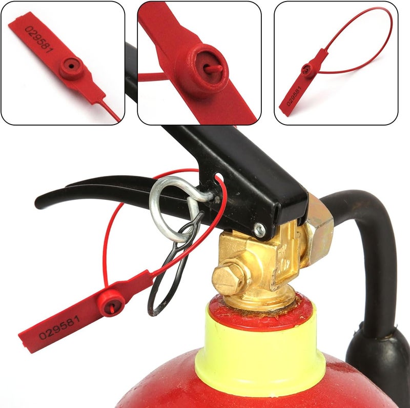 FlixGrdy (500pcs) 11 inch Plastic Numbered Security Seal Pull Tight Padlock Safety Tag Tamper Proof Tie Disposable Self-Locking Seals, Red - Image 3